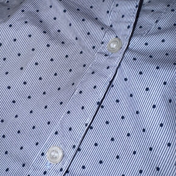 H&M Women’s Blue Polka Dot V-neck Button Down Shirt 12 Long Sleeve Size - Picture 4 of 8